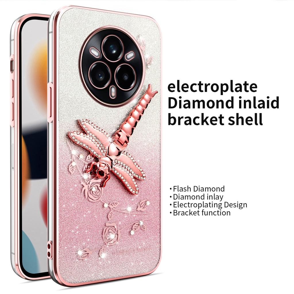 KADEM For Realme 14 Pro 5G Case Dragonfly Kickstand TPU Flowers Glitter Phone Cover