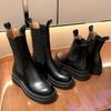 Women's Thick-soled Short Boots, Autumn New Medium Tube Thin Boots, Round Head Elastic Cigarette Boots