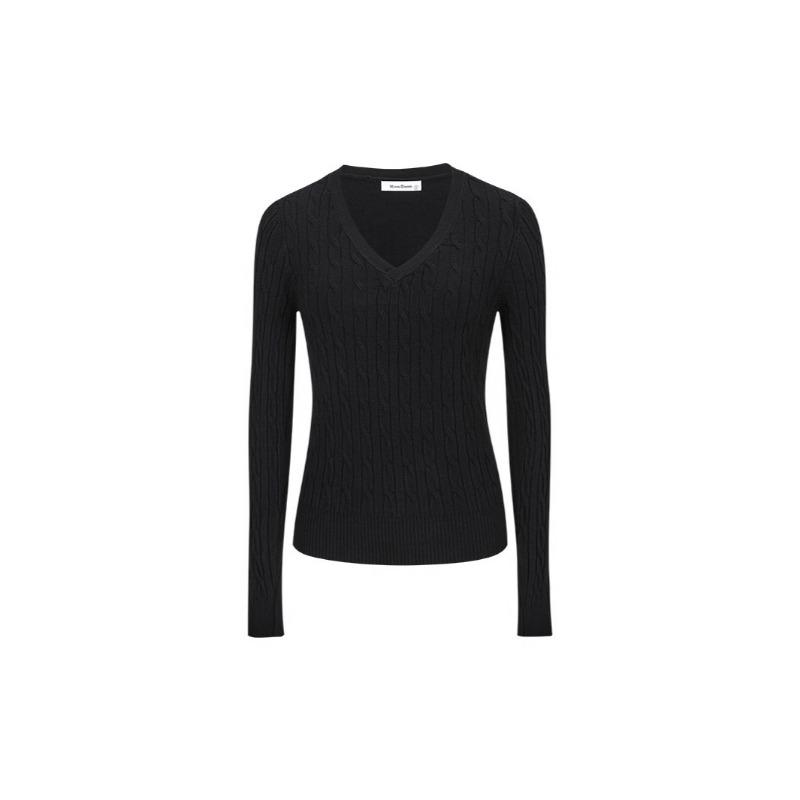 Dámský svetr s V-výstřihem a copánkovým úpletem Módní Elegantní Dlouhý Rukáv Top Slim Fit Pulovr Top Podzim Zima Elegantní Ležérní Pleteniny Základní Sladké Oblečení