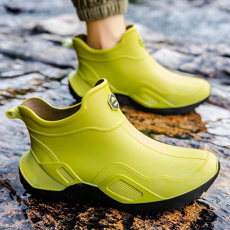New rain shoes short tube men's adult waterproof shoes women's rain boots non-slip wear-resistant velvet warm fashion water boots