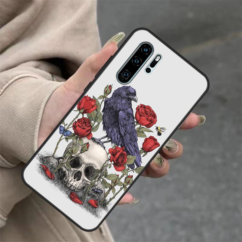 Raven Skull Case For Huawei P40 Lite P20 P30 Nova 11 Pro 9 10 SE 3i 7i 11i 5T Y60 Y61 Y70 Y90 Y91 Cover