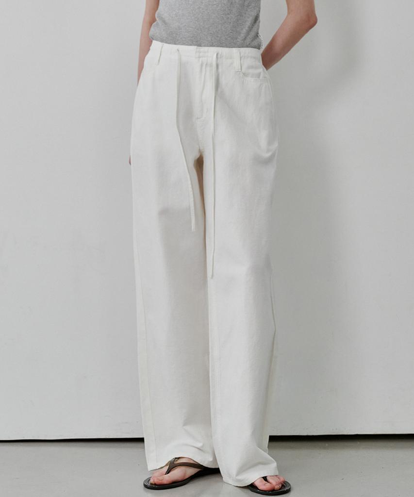MALOUPE 9160 Linen Wide Pants (White)