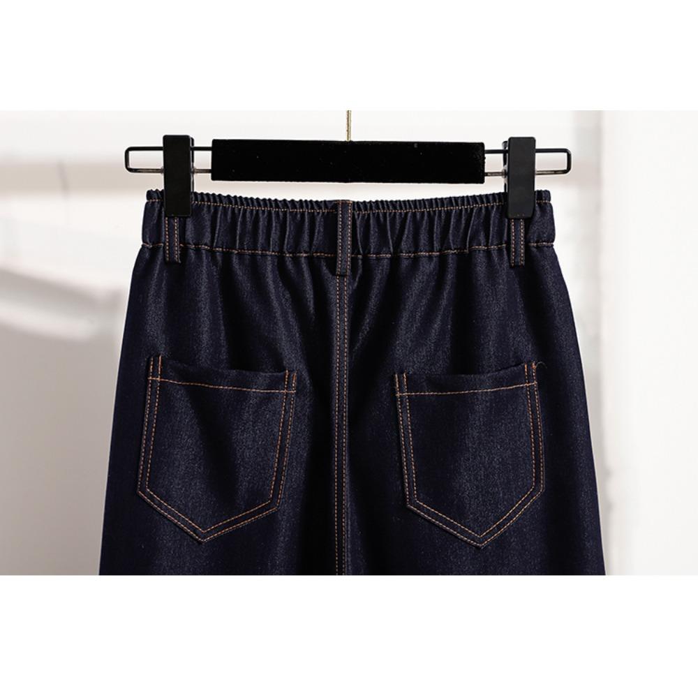 DIMANAF 2025 Autumn Denim Plus Size Women Jeans Pants Elastic Basic Blue High Waist Trousers Oversize New Pants 5XL