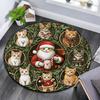 Cats and Santa Claus Round Area Rug,Carpet Rug for Living Room Bedroom Sofa Playroom Decor,Non-slip Floor Mat