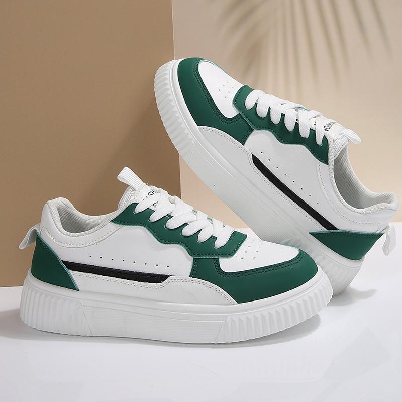 Mode Damen Sneaker Frühling Herbst Übergröße Weißer Sneaker Damen Leder Plateau Vulkanisierte Schuhe Frau Komfort Schnürschuhe Flache Sneaker