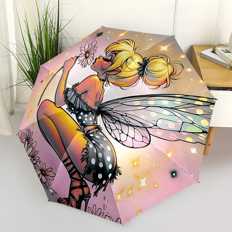 

Tinker bell Themed Travel Umbrella-8 Ribs Automatic Opening and Closing, Portable Folding Design, Compact and Stylish Umbrella Suitable for