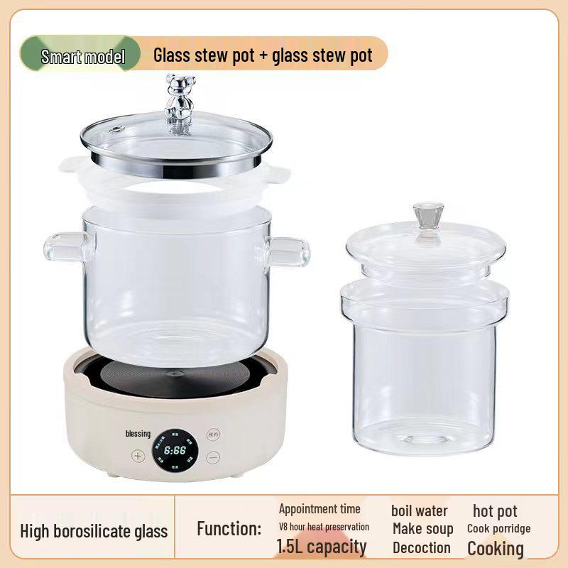 Health Pot: Multi-Function Electric Kettle for Chinese Medicine, Tea, Soup, and Porridge with Thickened Glass and Fully Automatic Features.