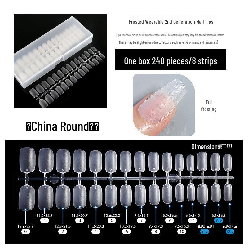 Ultra-Thin Matte Nail Art: Seamless False Nail Tips, Full/Half Cover, 240-Piece Box.