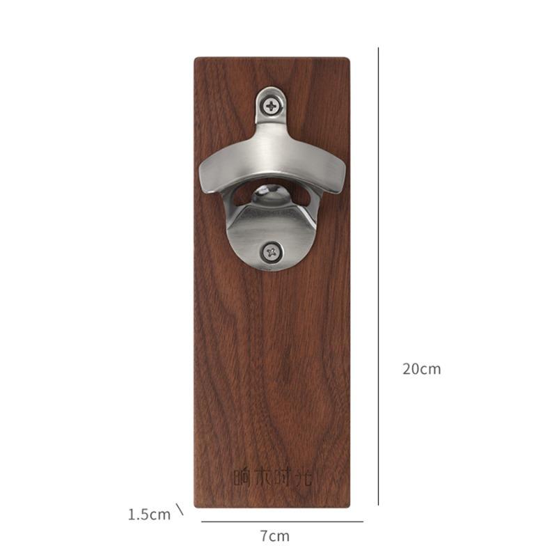 Magnetic Bottle Opener Black Walnut Wood Wall Mounted Effortless Beer Opener Refrigerator Mount or Install On Brick Metal Wall