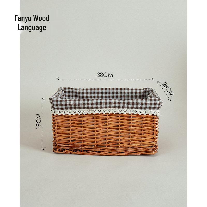 Woven Bamboo Fabric Storage Basket for Snacks and Sundries