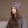 Fashion Winter Hat With Beads Details - Women'S Warm Knit Beanie In Western Style Thickened Outdoor Baggy Cap Female New
