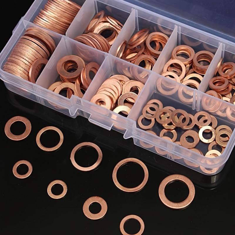 200-teiliger Kupfer-Dichtungssatz – verschiedene Flachring-Dichtungssätze für Autoreparaturen, Ölablassschraube, Kfz-O-Ring-Sortiment