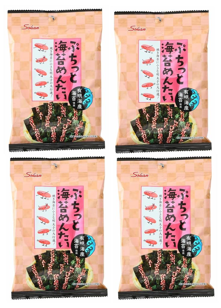 Sokan Puchitto Mentaiko X Crispy and Mentaiko Seaweed, 8.5g Bag, Crunchy,