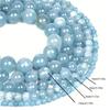 Blue Aquamarine Jade Loose Beads 4/6/8/10/12mm for Jewelry Making DIY Bracelets Accessories
