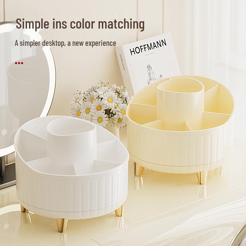 Rotatable Dust-Proof Desktop Cosmetic Storage Box for Makeup Brushes