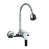 Balcony Rotary Kitchen Faucet, Hot and Cold Faucet Is Installed In Double Stainless Steel Holes and 2-speed Bubbler