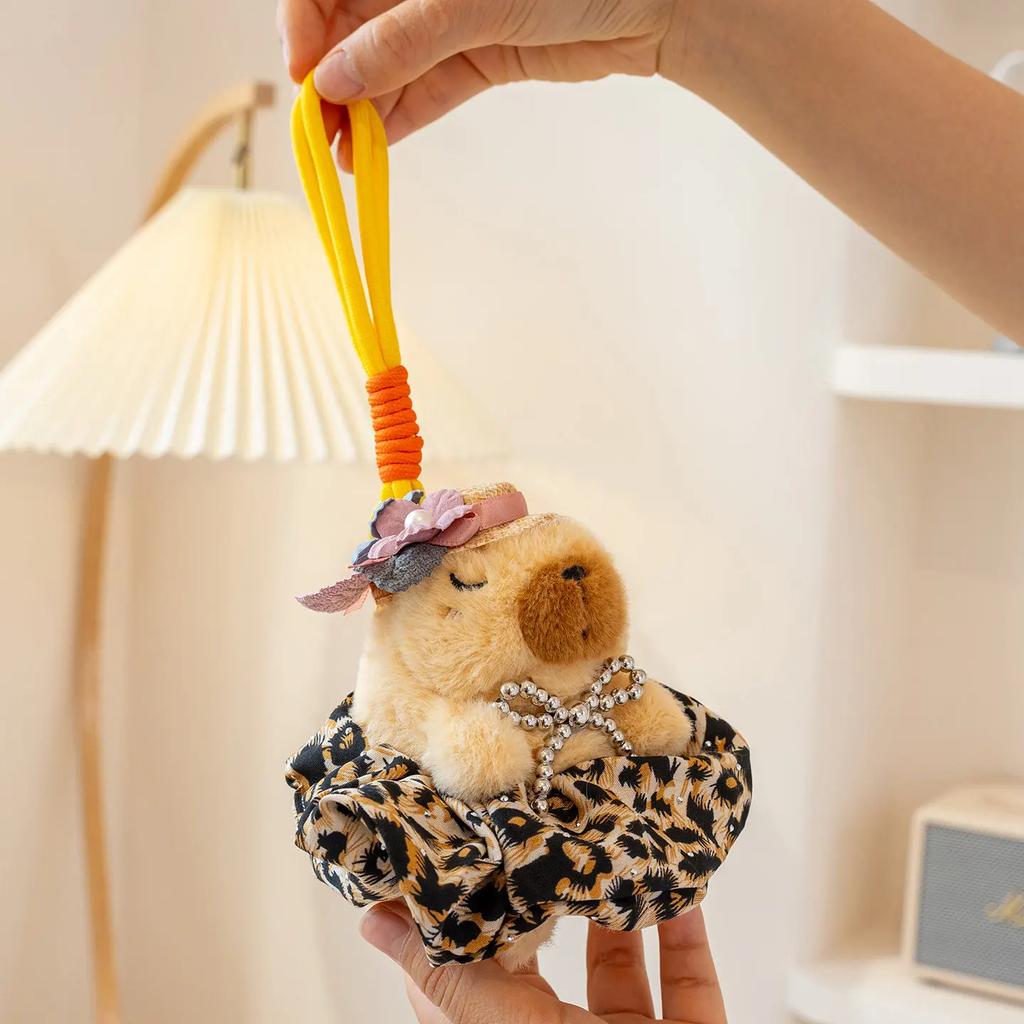Cartoon Capybara Plush Toys Pendant Cute Dressed Up Capybala Key Rings Kawaii Bags Car Hanging Decor Creative Gifts For Friends