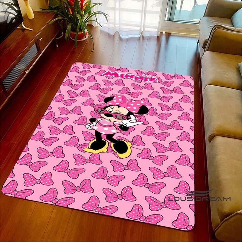 Cute Pink Minnie Mouse Cartoon Rug, Suitable for Living Room, Bedroom, Kitchen, Hallway, Children's Non-slip Floor Mat,