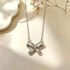 Copper Gold-Plated Bow Knot Pendant Necklace: Elegant & Trendy Accessory for Women.