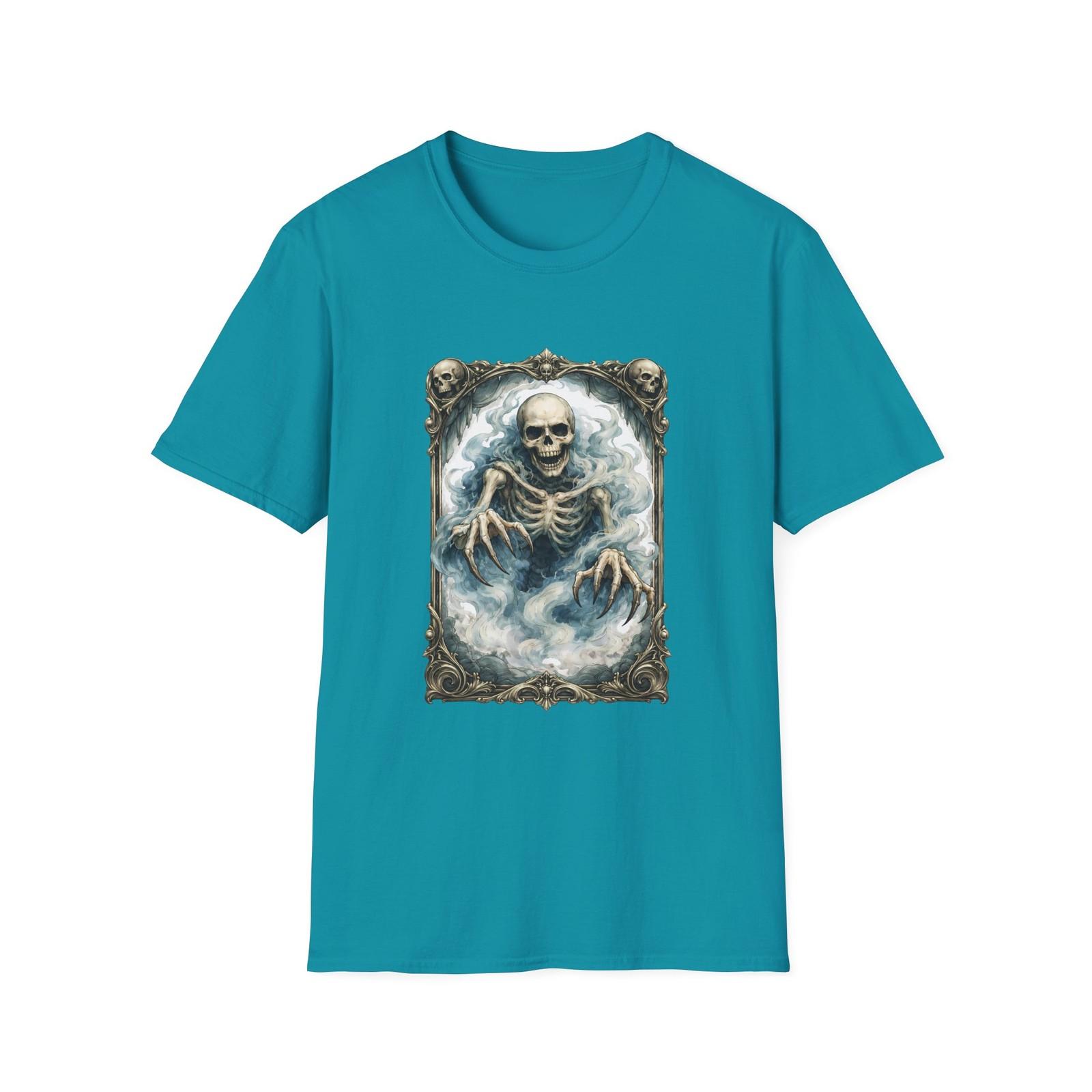 Unisex Softstyle T-Shirt Skeleton Gothic Horror Halloween Fog Fantasy Creepy S