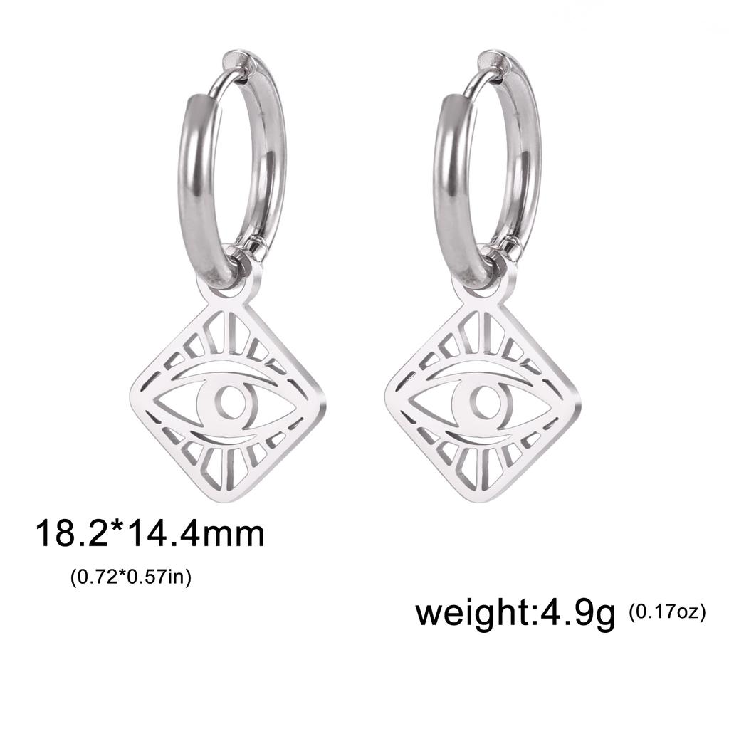 Women Lucky Evil Eye Pendant Drop Earring Stainless Steel Hoop Earrings Protection Amulet Jewelry Birthday Gift
