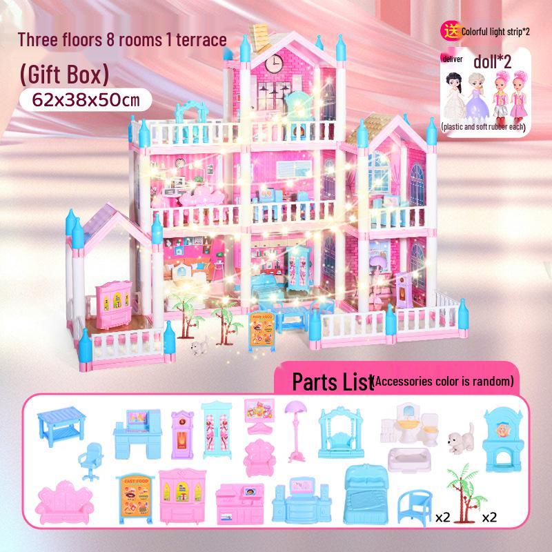 DIY Princess Dollhouse - Children's Pretend Play Castle Villa Set