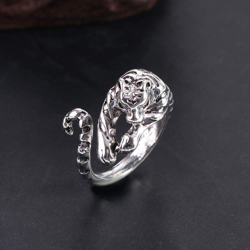 Personality Fierce Tiger Ring Adjustable Opening Ring Trendy Animal Style Ring  Party Gifts