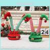 Charming Christmas Decoration Elf Feet Figurine In Red And White Striped Design
