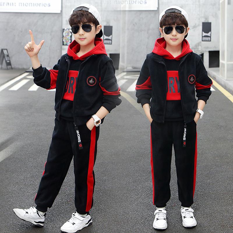 

Комплект из трех предметов: флисовый свитер и штаны для мальчиков, осень/зима 2025 г. — модный и теплый, для средних и больших размеров 160 cm