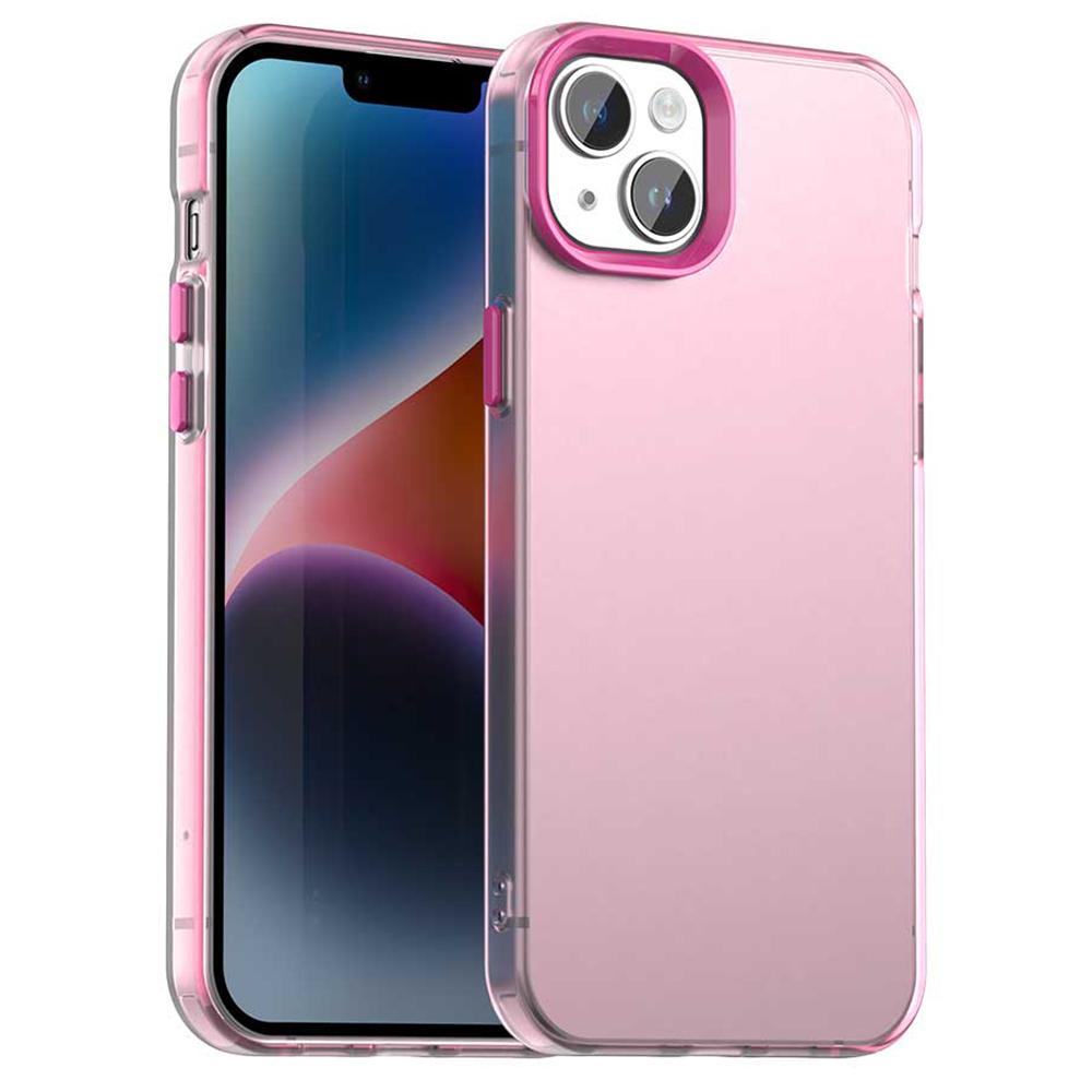 

For iPhone 15 Plus/14 Plus Case PC+TPU+PET Matte Anti-Drop Phone Back Cover Red
