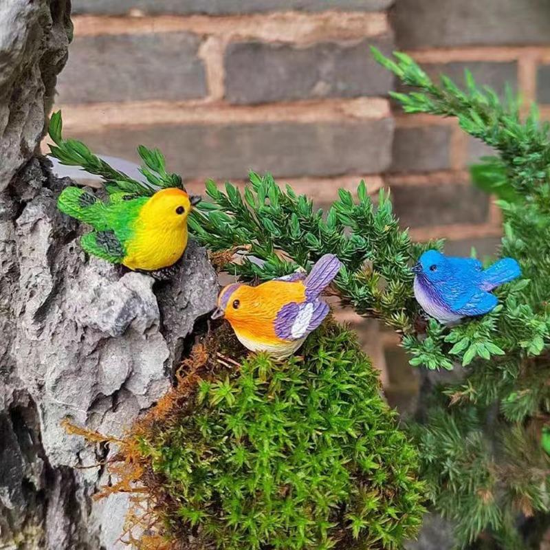 4PCS Micro Landscapes Mini Bird Figurines Nest of Bird Figures Animal Model Fairy Garden Decoration Home Decor Bonsai Ornaments