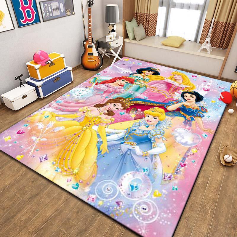 Beautiful All Princess Theme Cartoon Carpet for Living Room Bedroom Sofa Doormat Decor Rug Kid Non-slip Floor Mat Girl Nice Gift