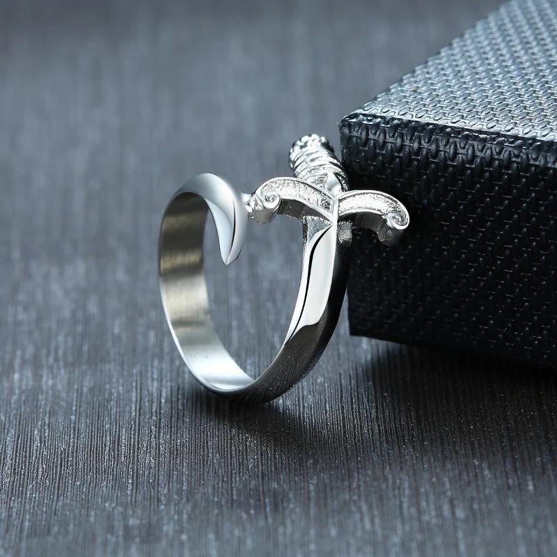 Punk Neo Gothic Design Dagger Ring for Men and Women Creative copper Color Curved Sword Ring Opening Adjustable Size Jewellery