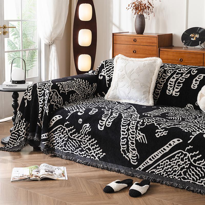 Funda Sofa Chenille Hawaii Tiger Pattern Sofa Mat Throw Blankets 2024 Autumn Winter Camping Picnic Sofa Cover Housses De Canapé