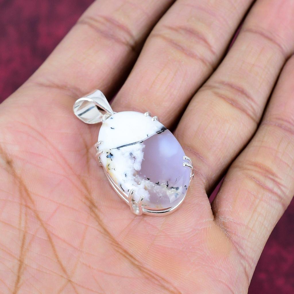 Dendrite Opal Pendant Gemstone Jewelry, 925 Solid Sterling Silver Pendant, Handmade Jewelry Birthstone Pendant, Gift For Him