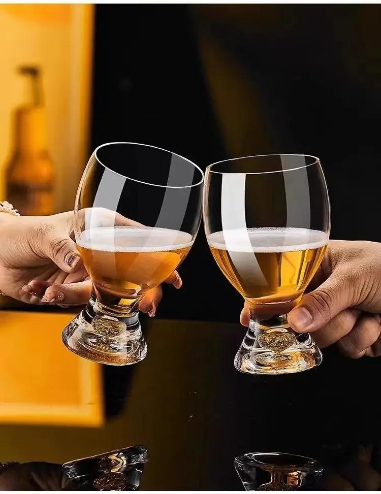Luxury Gold-Flake Beer & Wine Glass Set - Elegant Multi-Purpose Cups for Draft Beer, Cocktail, Juice, Home Bar Gift
