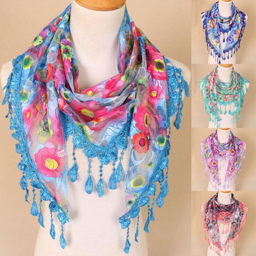 Solid Hollow Shawl Polyester Church Prayer Headband Fashion Triangle Veil Scarf