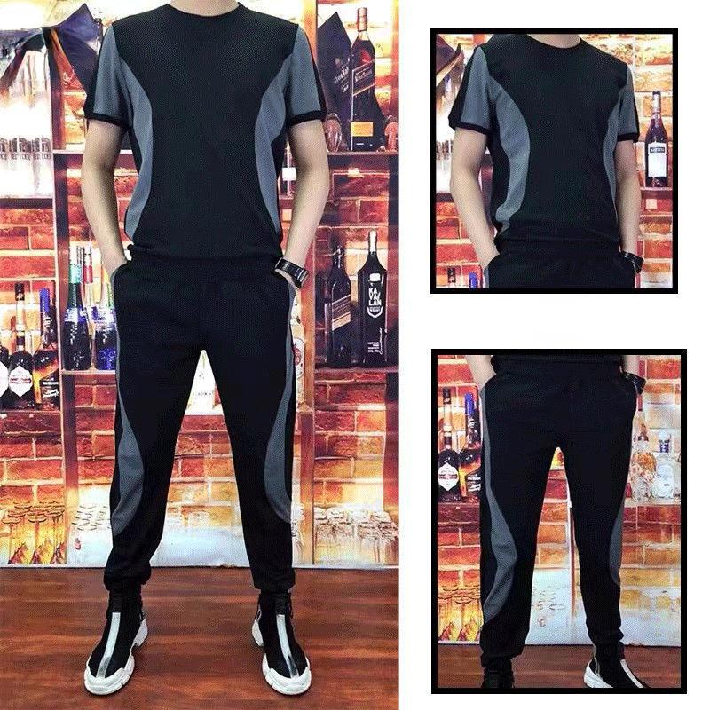 Letnie męskie komplety dresowe z nadrukiem w litery T-shirt z krótkim rękawem Pant Casual Sports Suit Men Short Plus Size