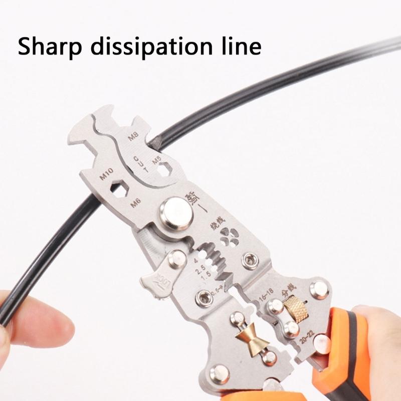 8inch Foldable Wire Stripping Pliers Multifunctional Crimper For Wire Peeling Cutting Dividing Electrical Pliers Tool