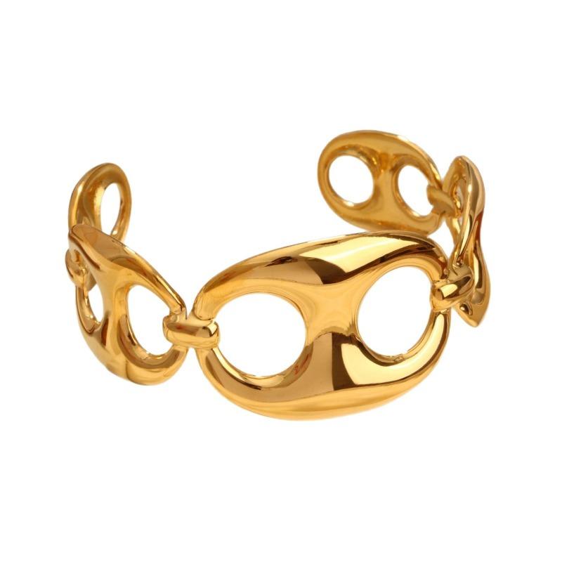 European and American Fashion Stainless Steel Bracelet Geometric Design Glossy Surface Bracelet 18K Gold Titanium Steel Non-fading Jewelry