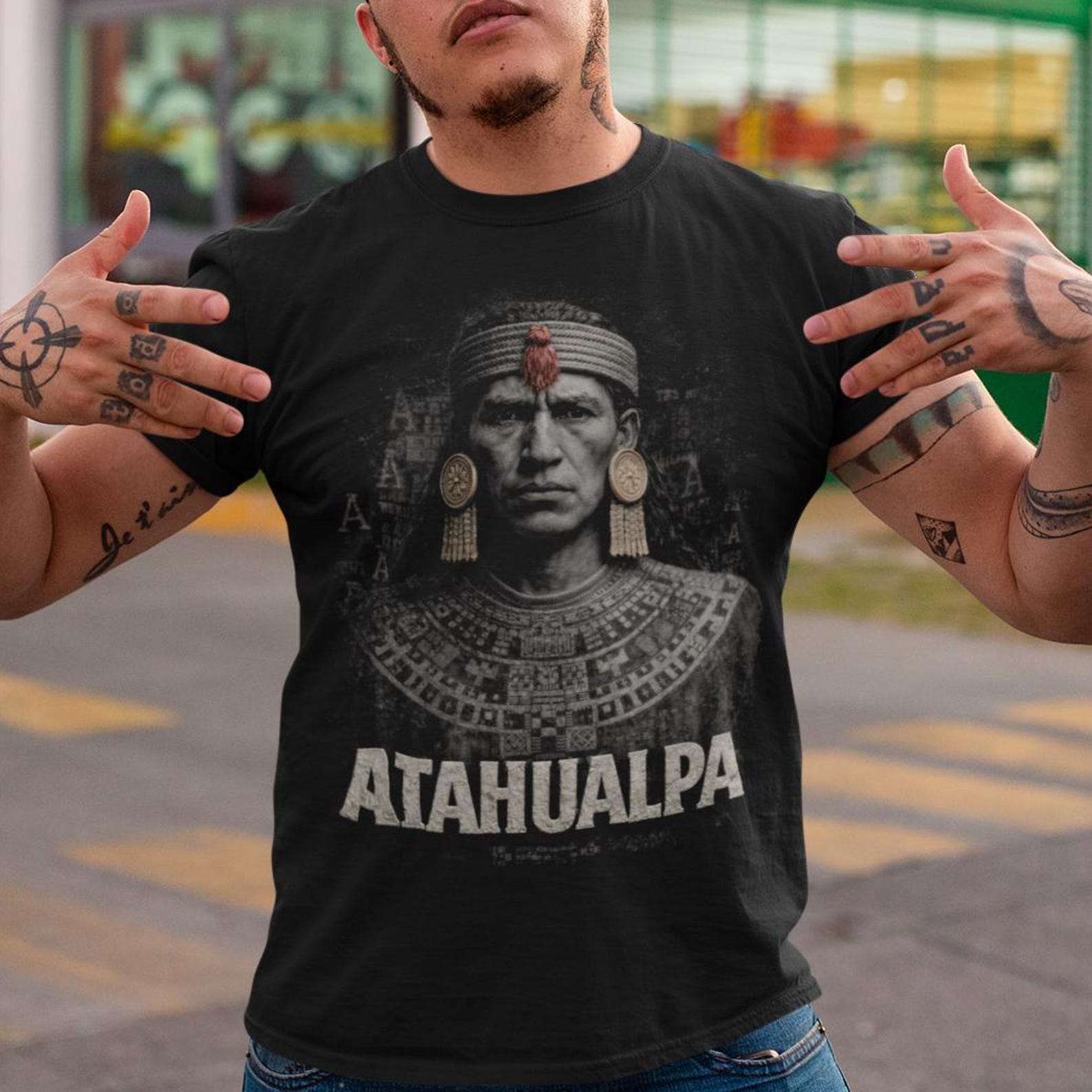Atahualpa T-Shirt: Inca Empire Warrior Art Tee | Indigenous Andean History Shirt | Prehispanic Civilization Unisex Shirt | Latino Apparel S