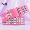 Punk Style Studded Belt Square Rivets Adjustable Straps Rock Waistband Women Girls Gothic Scene Accessories