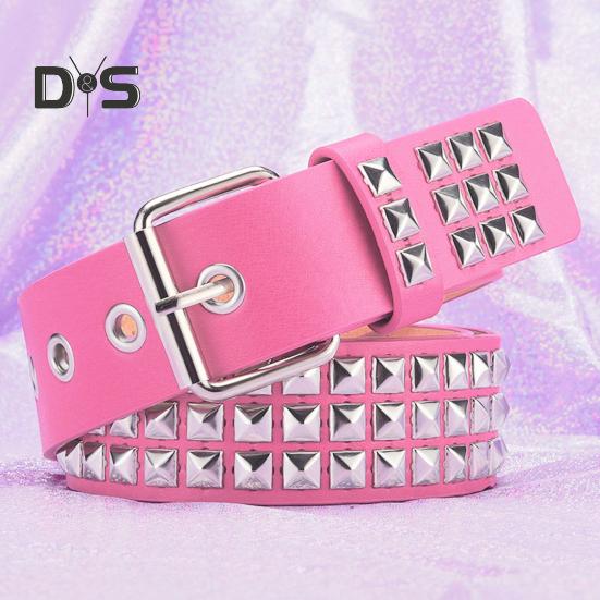 Punk Style Studded Belt Square Rivets Adjustable Straps Rock Waistband Women Girls Gothic Scene Accessories