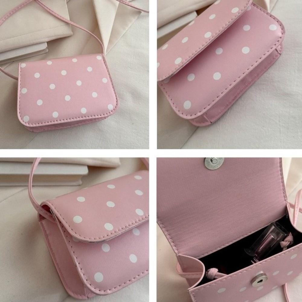 PU Polka Dot Crossbody Bag Sweet Single-Shoulder Bag Fashionable Mini Square Bag  Casual