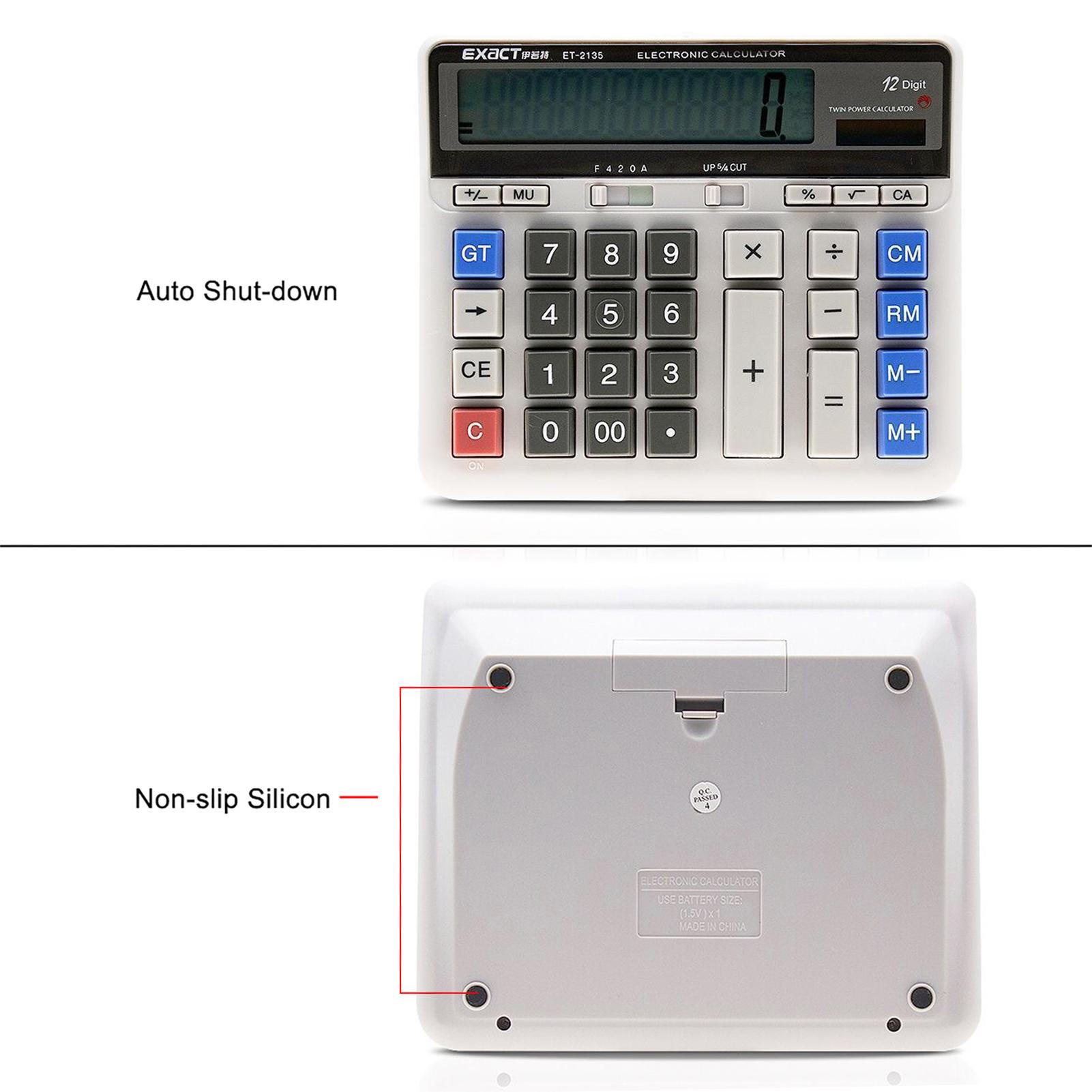 

Large Electronic Calculator Solar Power 12 Digit Display Multifunctional NaBig Button for Business