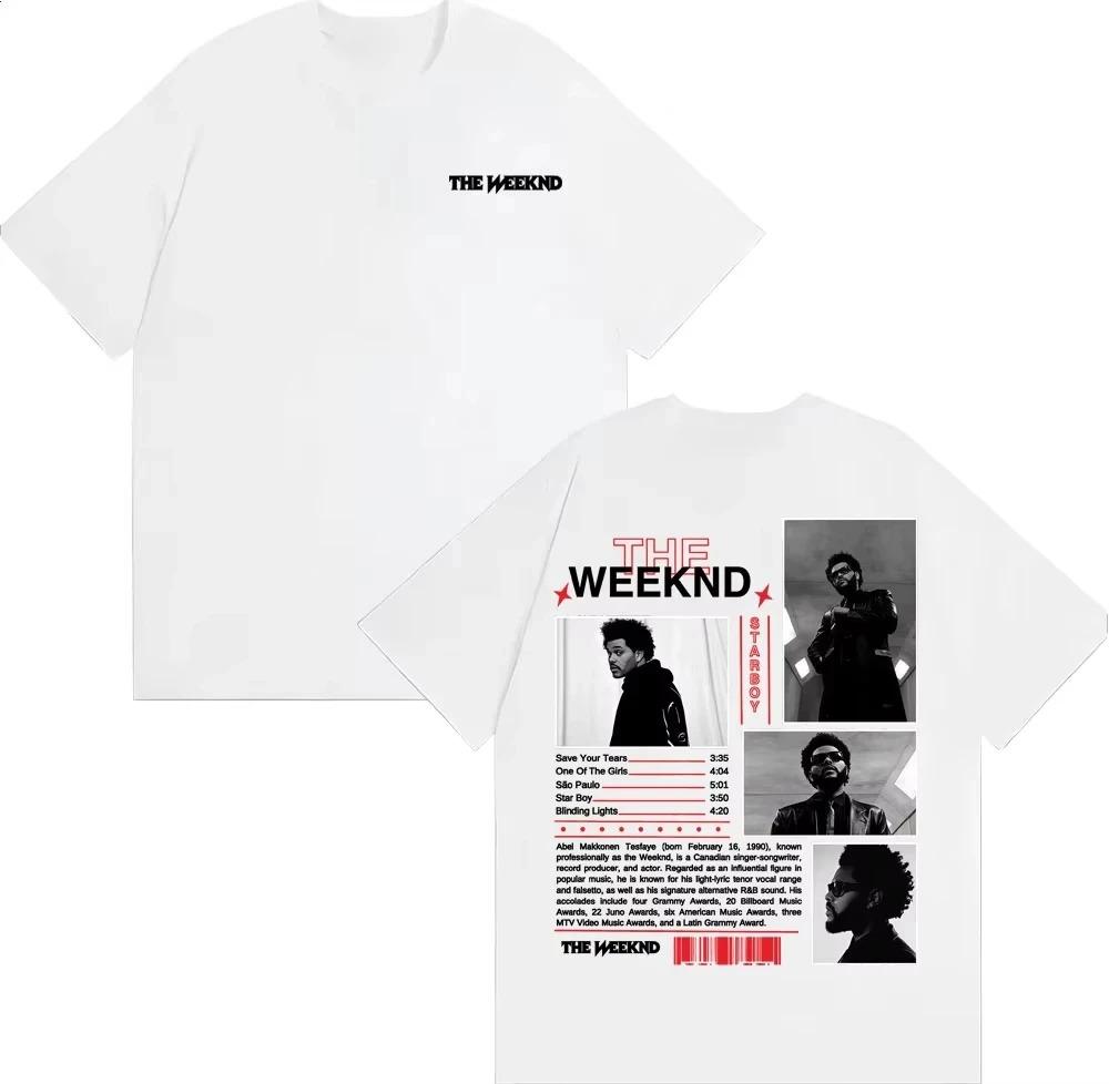 Rapper The Weeknd Starboy Album Cover T Shirt Unisex Clothing Harajuku Punk Hip Hop Tshirts Cotton Short Sleeve Casual Top