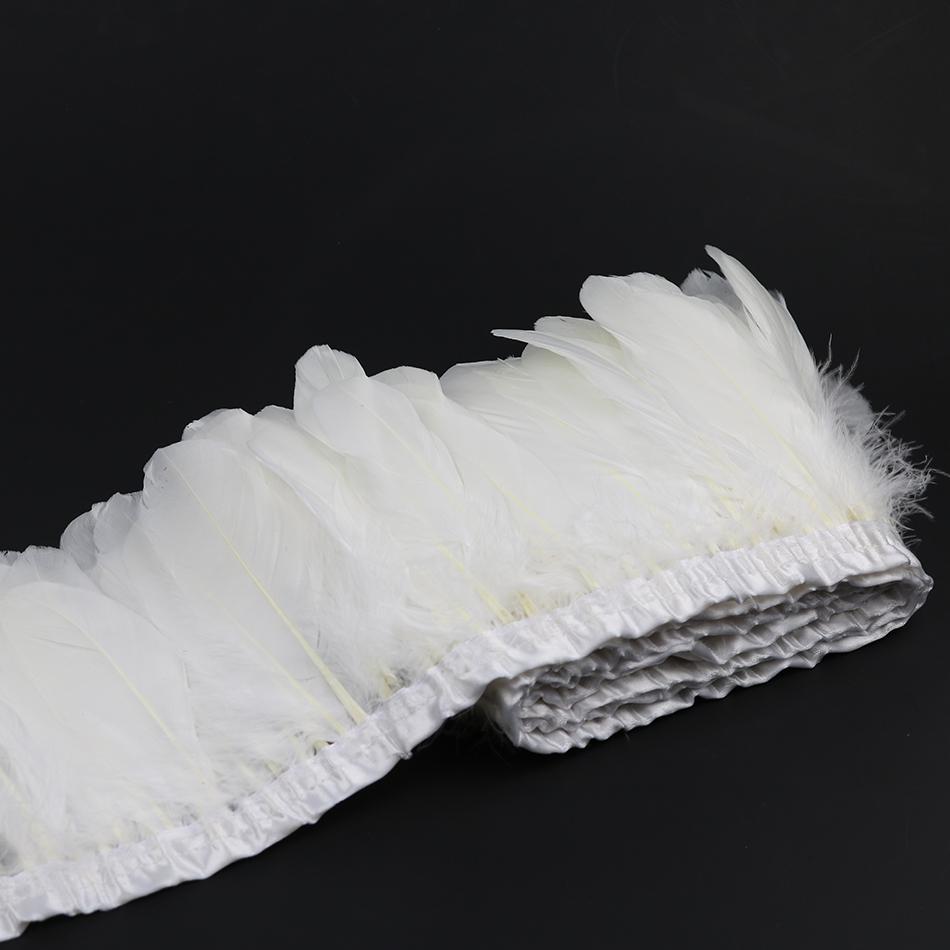 1M 2M Natural Goose Feather Fringe Premium Swan Plumes Ribbon Carnival Costume Dress Decoration Crafts Goose Trim