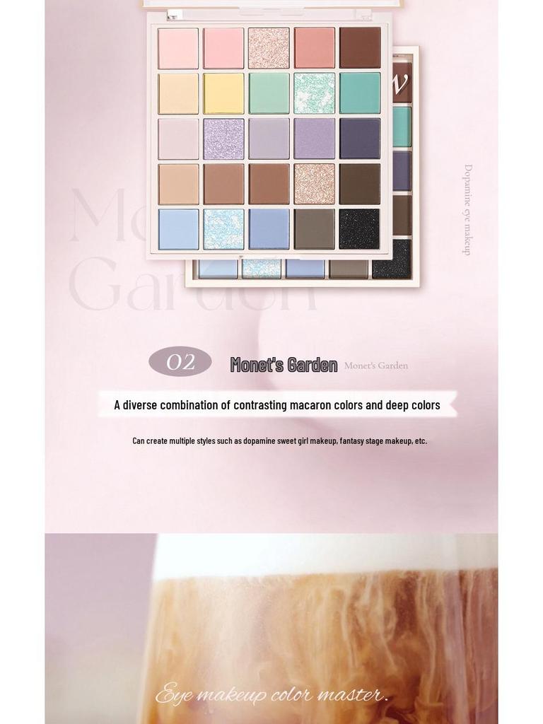 NOVO 25-Color Macaron Eyeshadow Palette: Versatile Earth Tones, Pearlescent Matte, Blush & Contour All-in-One