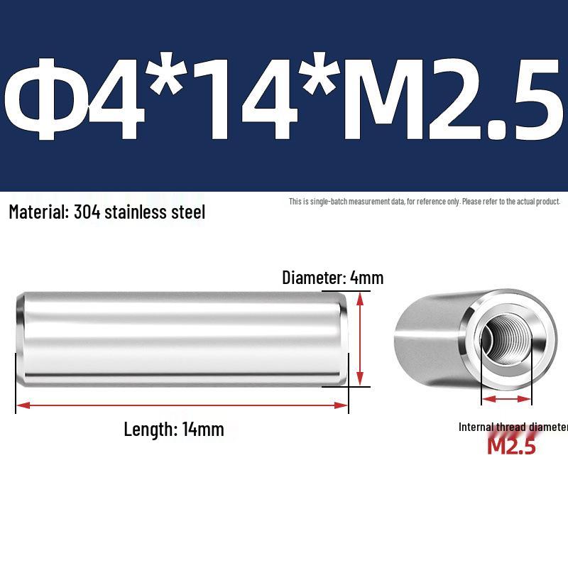 Pin Cilindric din Oțel Inoxidabil 304 cu Filet Interior M4/M6/M8 și Orificiu - Coloană de Suport și Ghidare