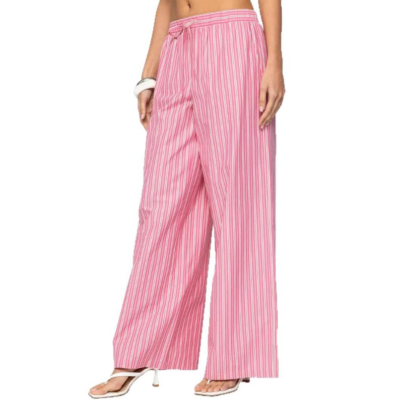 Autumn New Fashion Women's Striped Lace-up Thin Straight Casual Casual Versatile Trousers